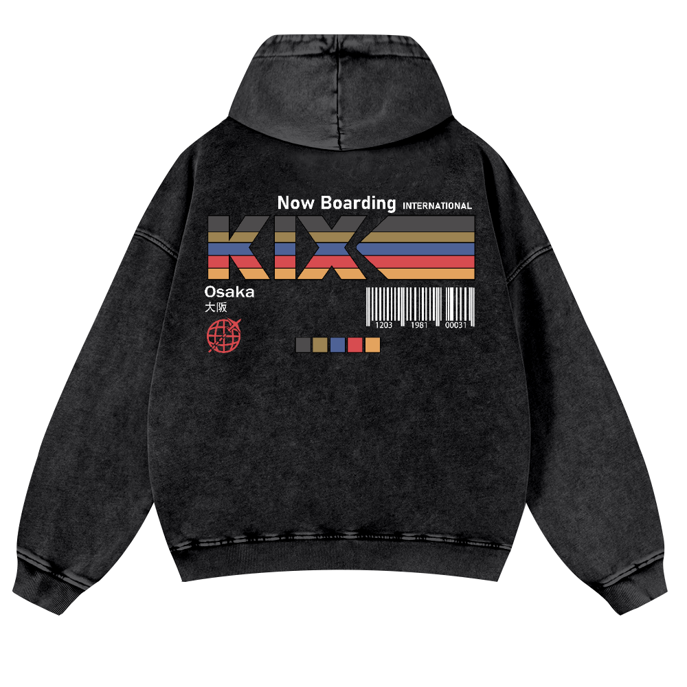 Kansai Airport Vintage Washed Cotton Back Art Hoodie