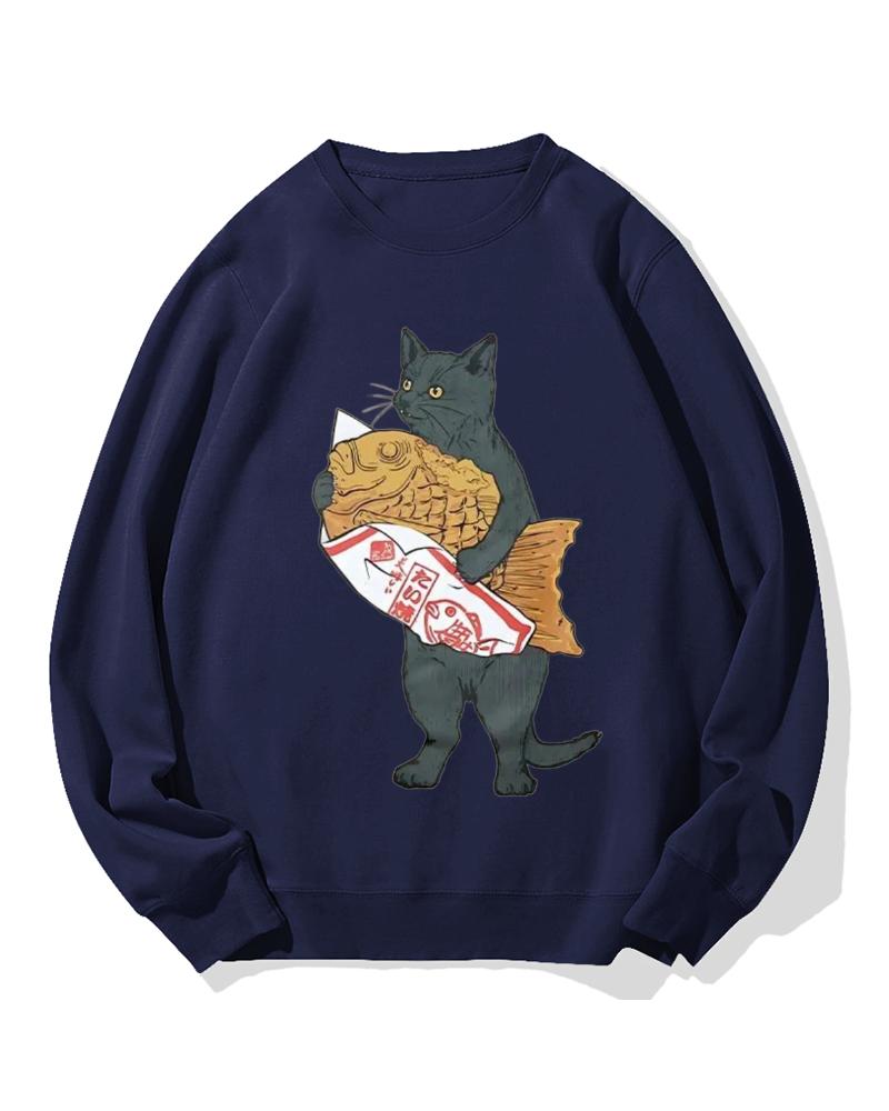 Cat holding taiyaki Cotton Sweatshirt