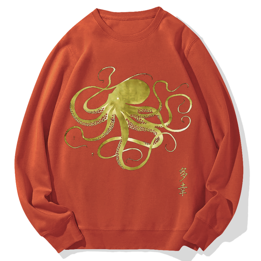 Japanese Octopus Geek Cotton Sweatshirt