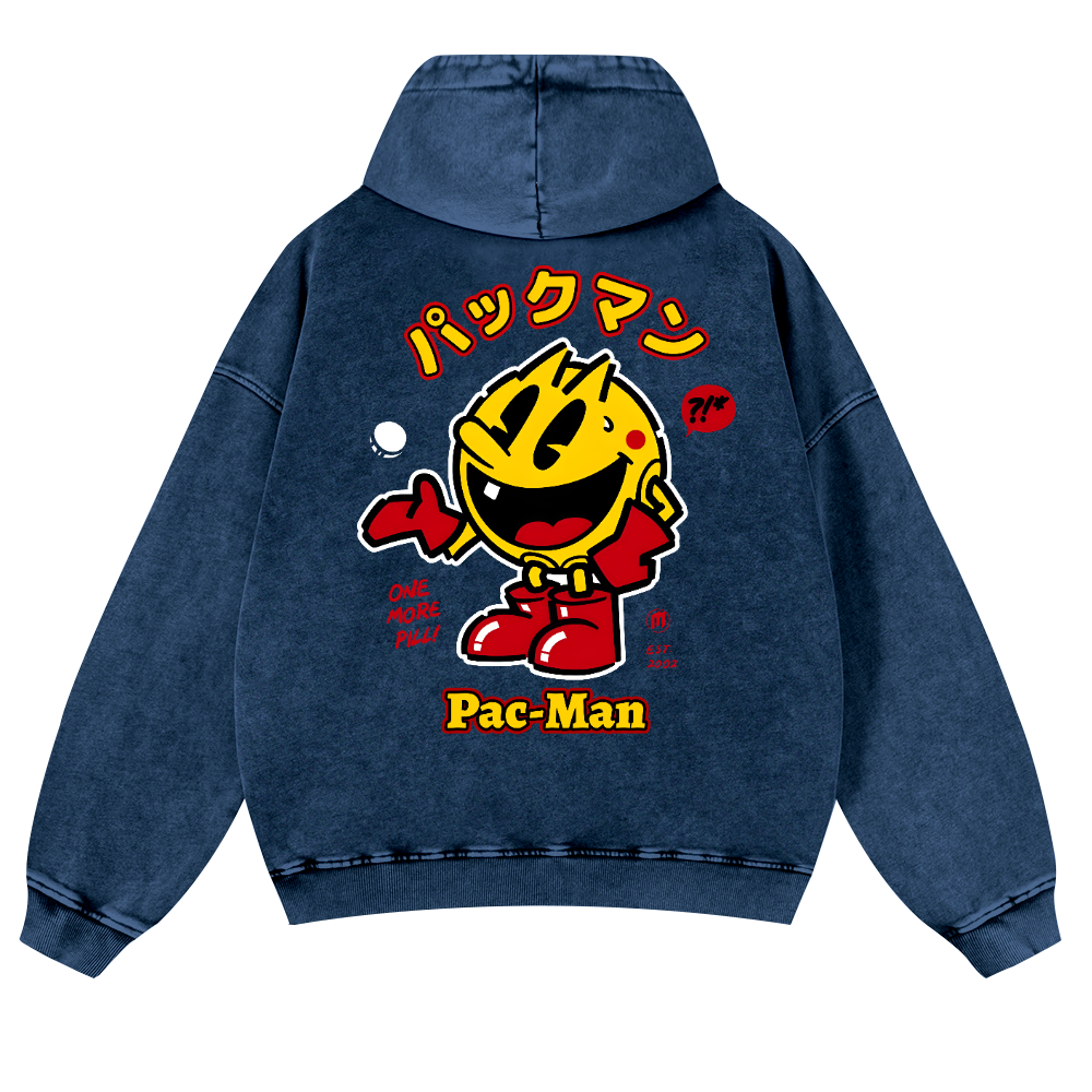 Pacman Vintage Washed Cotton Back Art Hoodie