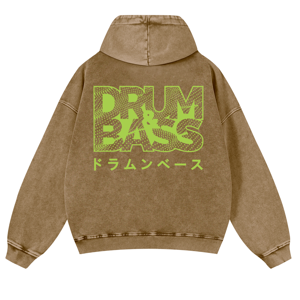 Drum & Bass Vintage Washed Cotton Back Art Hoodie