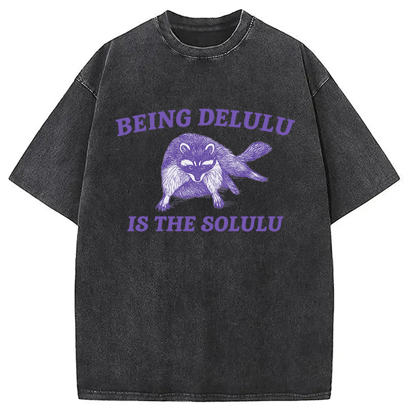 Funny Delusional Raccoon Washed T-Shirt