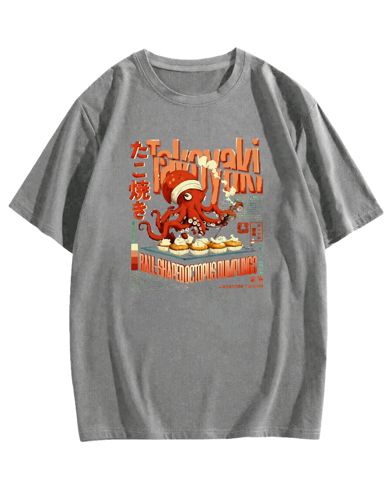 Amare Box Octopus BBQ Japanese style Cotton casual T-shirt