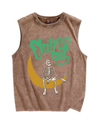 Chill out Skeleton Vintage Distressed Washed Tank Top