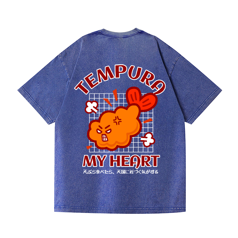 Tempura My Heart Vintage Wash Japanese Design Back Art T-Shirt