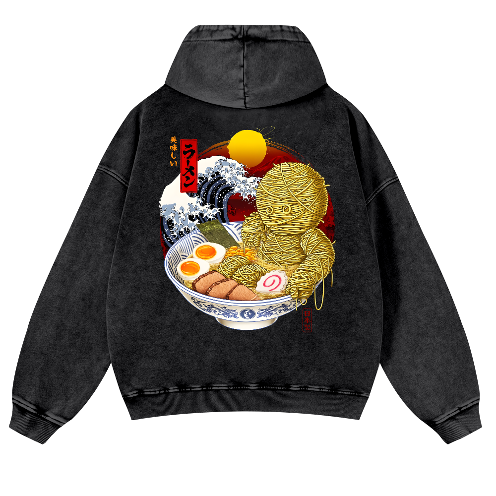 Ramen Yummy Vintage Washed Cotton Back Art Hoodie