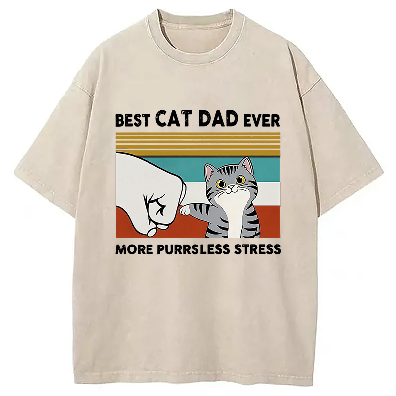 Funny Cat Dad Washed T-Shirt