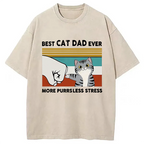 Funny Cat Dad Washed T-Shirt