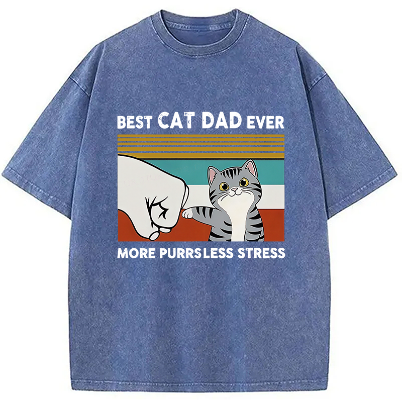 Funny Cat Dad Washed T-Shirt