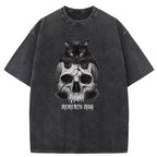 Cat and Skeleton Washed T-Shirt