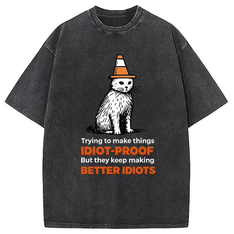 Stupid Cat Washed T-Shirt