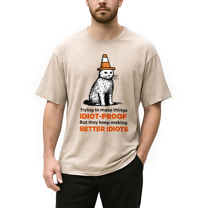 Stupid Cat Washed T-Shirt