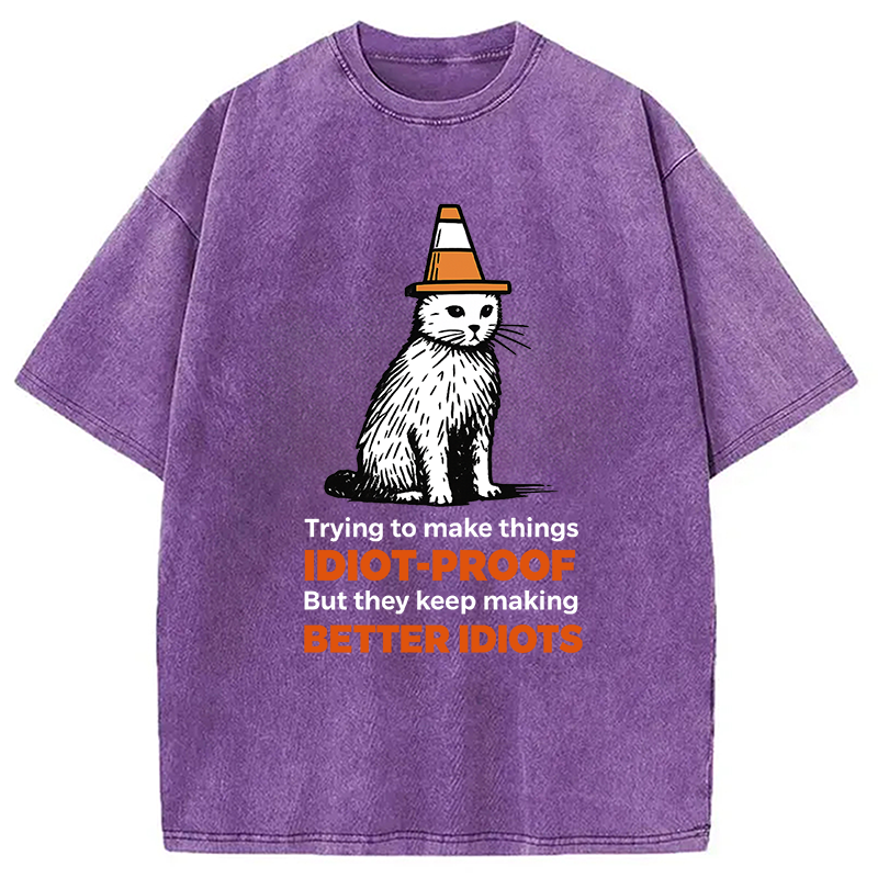 Stupid Cat Washed T-Shirt