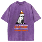 Stupid Cat Washed T-Shirt