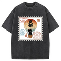 Japanese Cat Stamp Washed T-Shirt