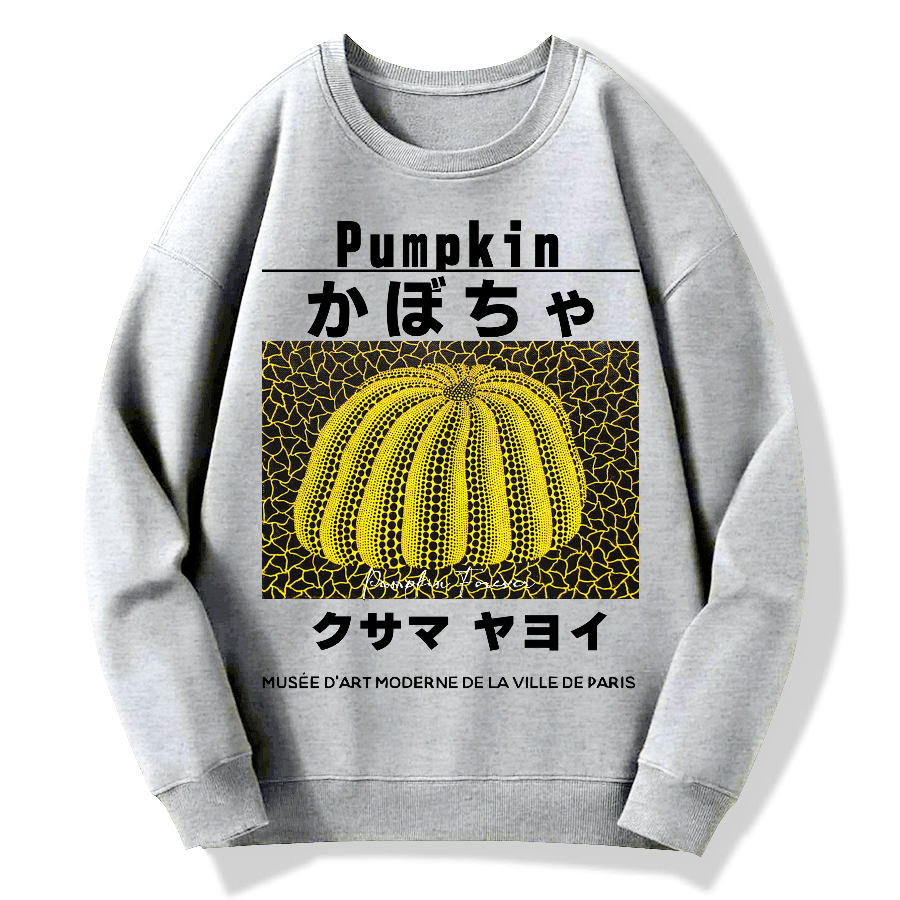 Japanese Yellow Punpkin Geek Cotton Sweatshirt