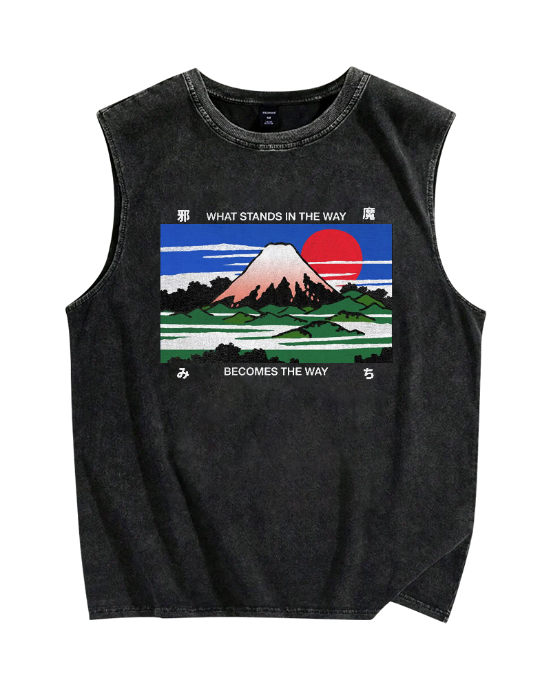 What stand in the way become the way Japanese proverbs Vintage Distressed Washed Tank Top