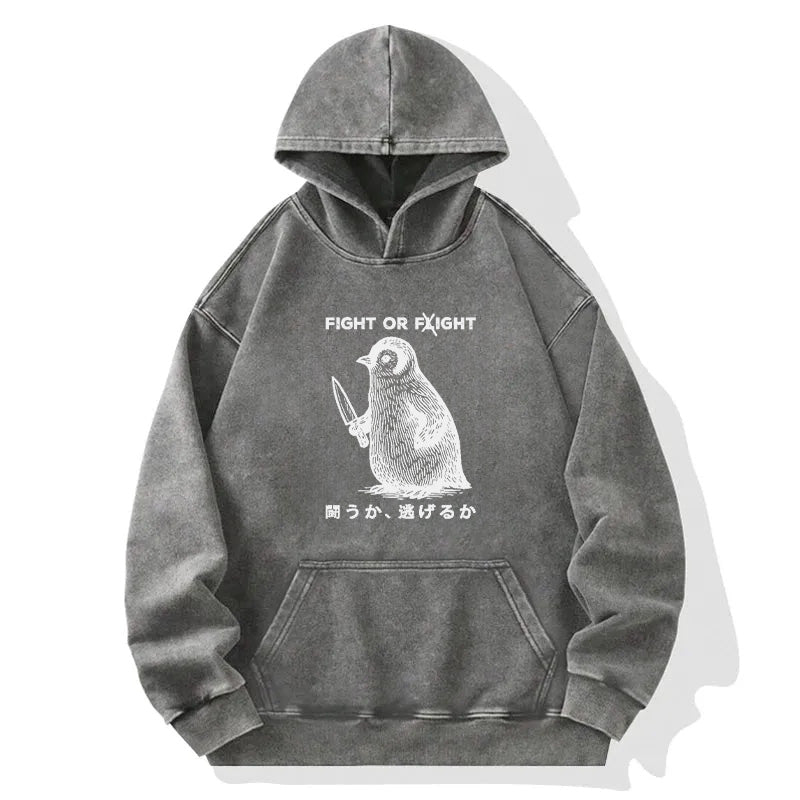 Funny Fight Or Flight Washed Hoodie