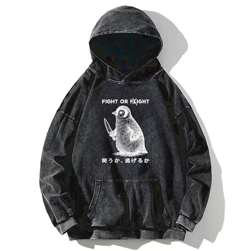 Funny Fight Or Flight Washed Hoodie