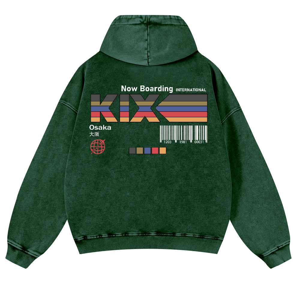Kansai Airport Vintage Washed Cotton Back Art Hoodie