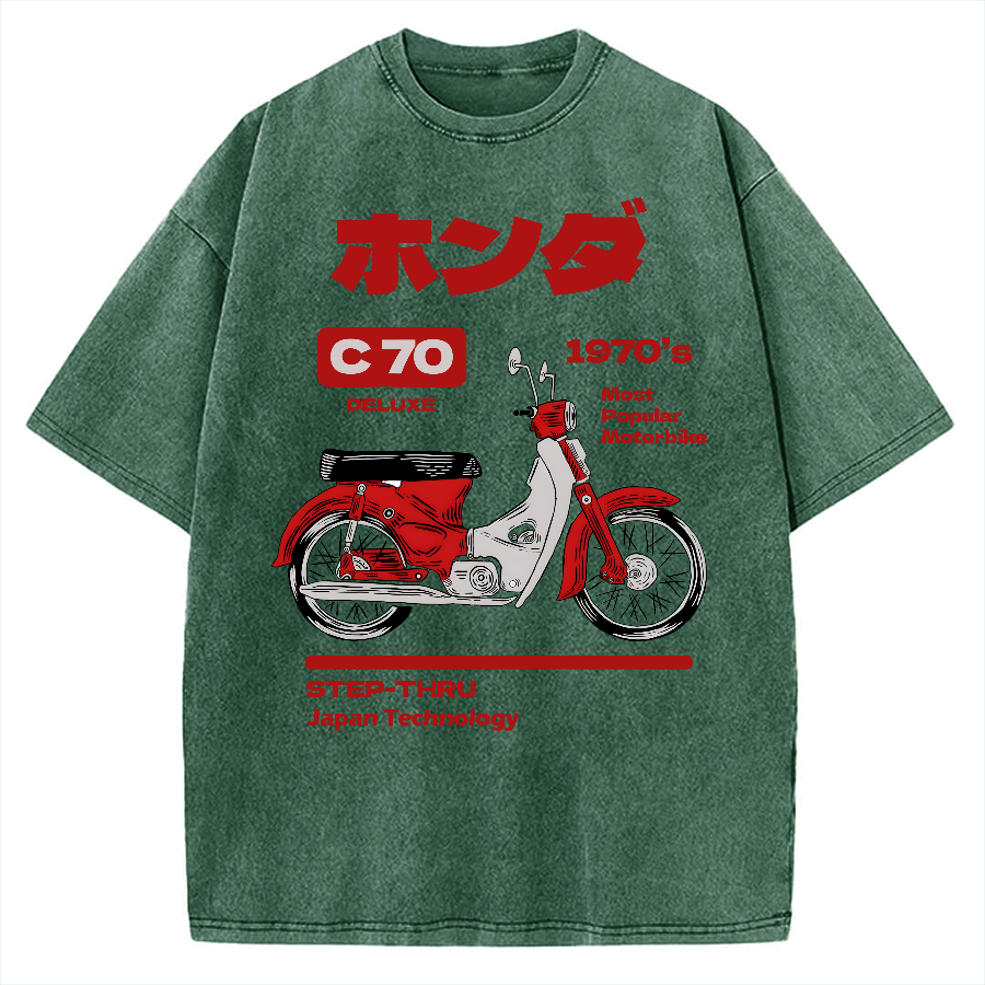 C70 Retro Motorcycle Vintage Washed T-shirt