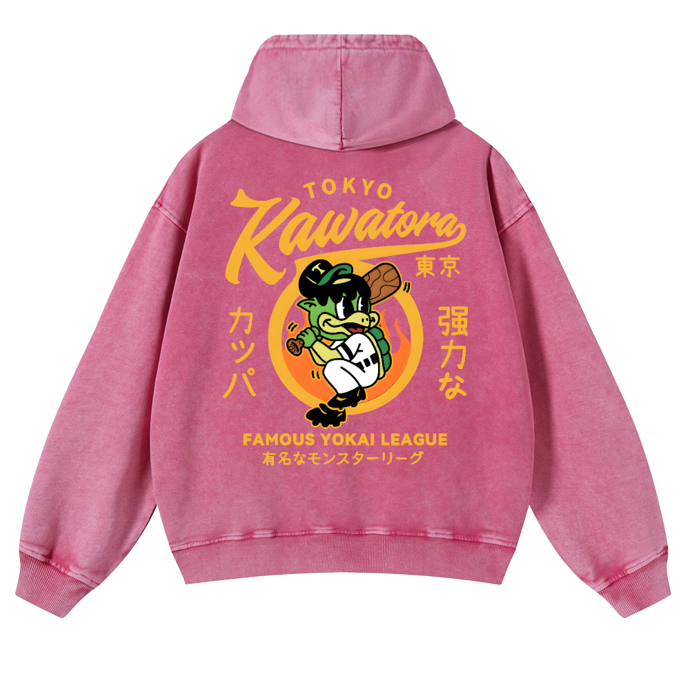 Tokyo Kawatora Vintage Washed Cotton Back Art Hoodie