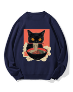 Cat eating ramen Cotton Sweatshirt