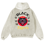 Black Cat Vintage Washed Cotton Back Art Hoodie