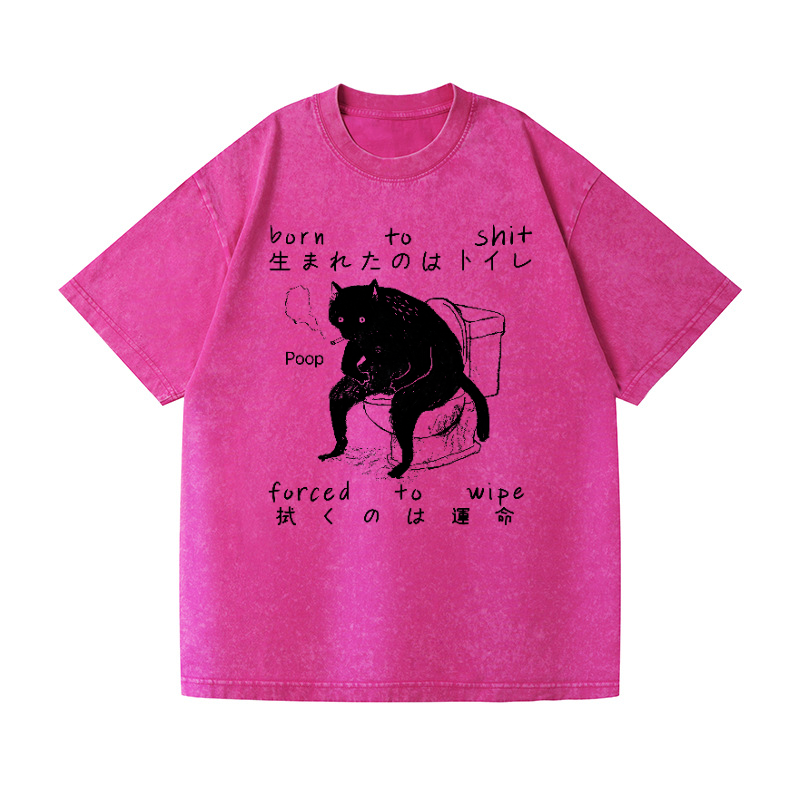 Black Cat Vintage Wash Japanese Design T-Shirt