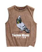 Techno Music Vintage Distressed Washed Tank Top