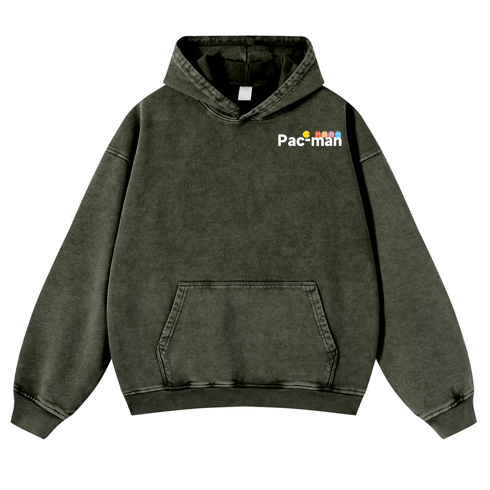 Pacman Vintage Washed Cotton Back Art Hoodie