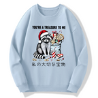 You are my treasure, Christmas wild raccoon Cotton Pullover Sweatshirt