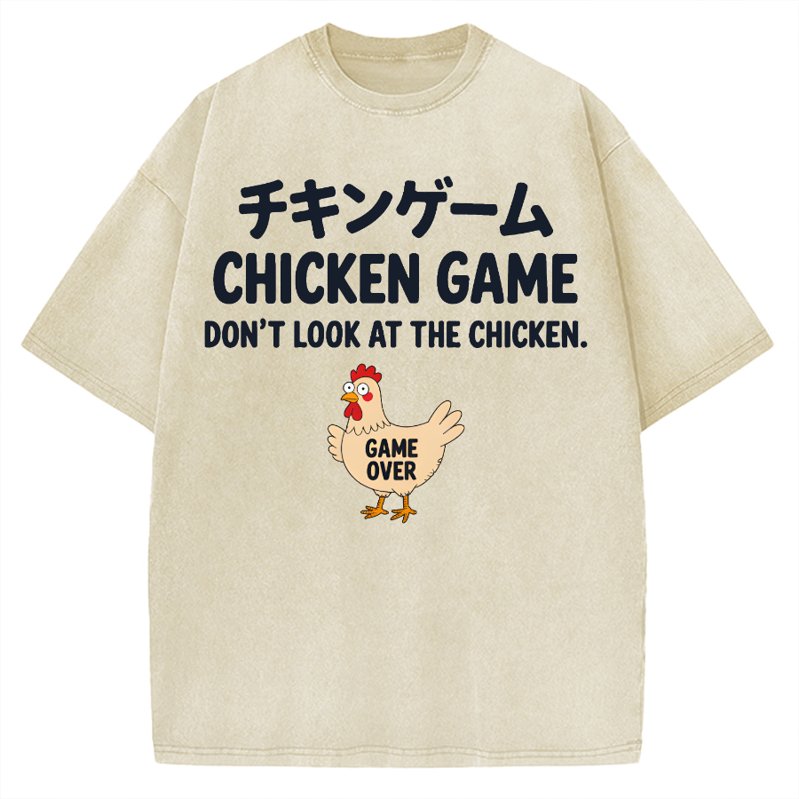 Chicken Game Funny Vintage Washed T-shirt