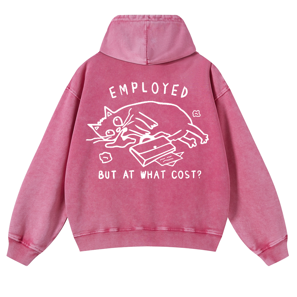 Cat Vintage Washed Cotton Back Art Hoodie