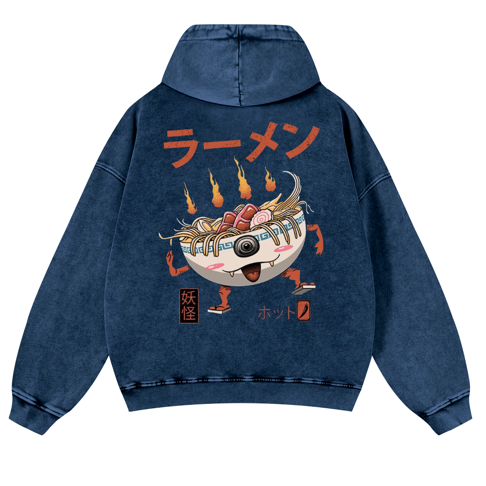 Ramen Vintage Washed Cotton Back Art Hoodie