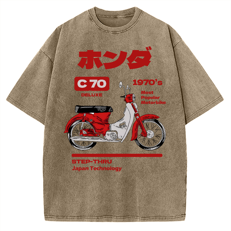 C70 Retro Motorcycle Vintage Washed T-shirt