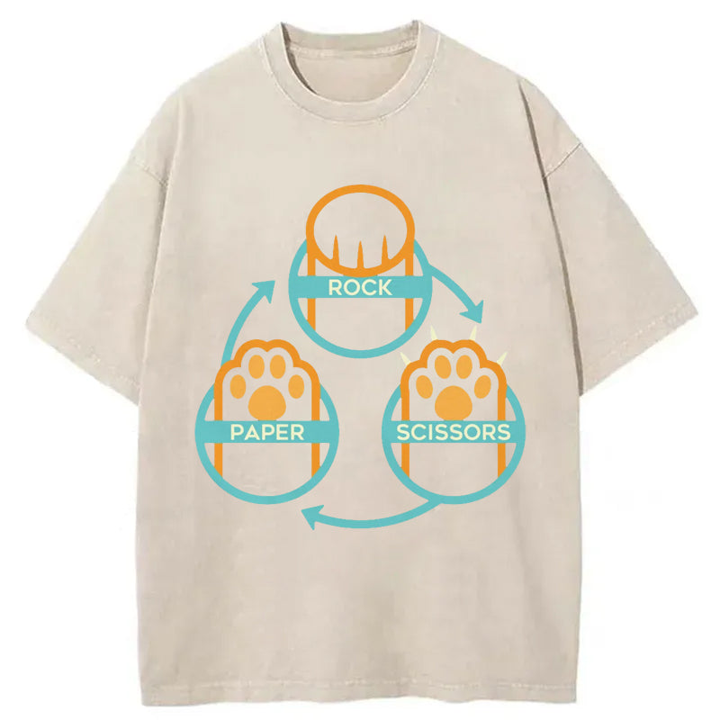 Rock Paper Scissors Paws Washed T-Shirt