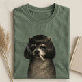Unisex Classic Cotton Smoking Raccoon Printed Folded T-shirt