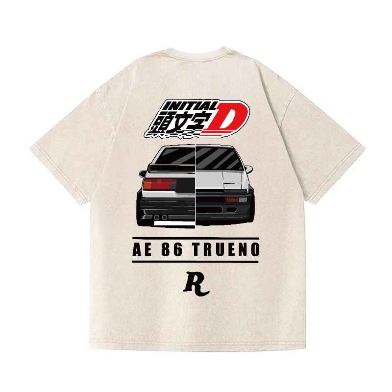 Initial D Vintage Wash Japanese Design Back Art T-Shirt