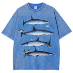 Unisex Washed Shark Print T-shirt