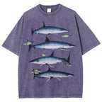 Unisex Washed Shark Print T-shirt