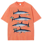 Unisex Washed Shark Print T-shirt