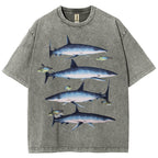 Unisex Washed Shark Print T-shirt
