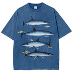 Unisex Washed Shark Print T-shirt
