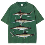 Unisex Washed Shark Print T-shirt