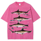 Unisex Washed Shark Print T-shirt