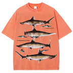 Unisex Washed Shark Print T-shirt