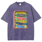Unisex Canned Sardines Printed Casual Washed T-shirt