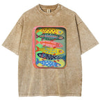 Unisex Canned Sardines Printed Casual Washed T-shirt
