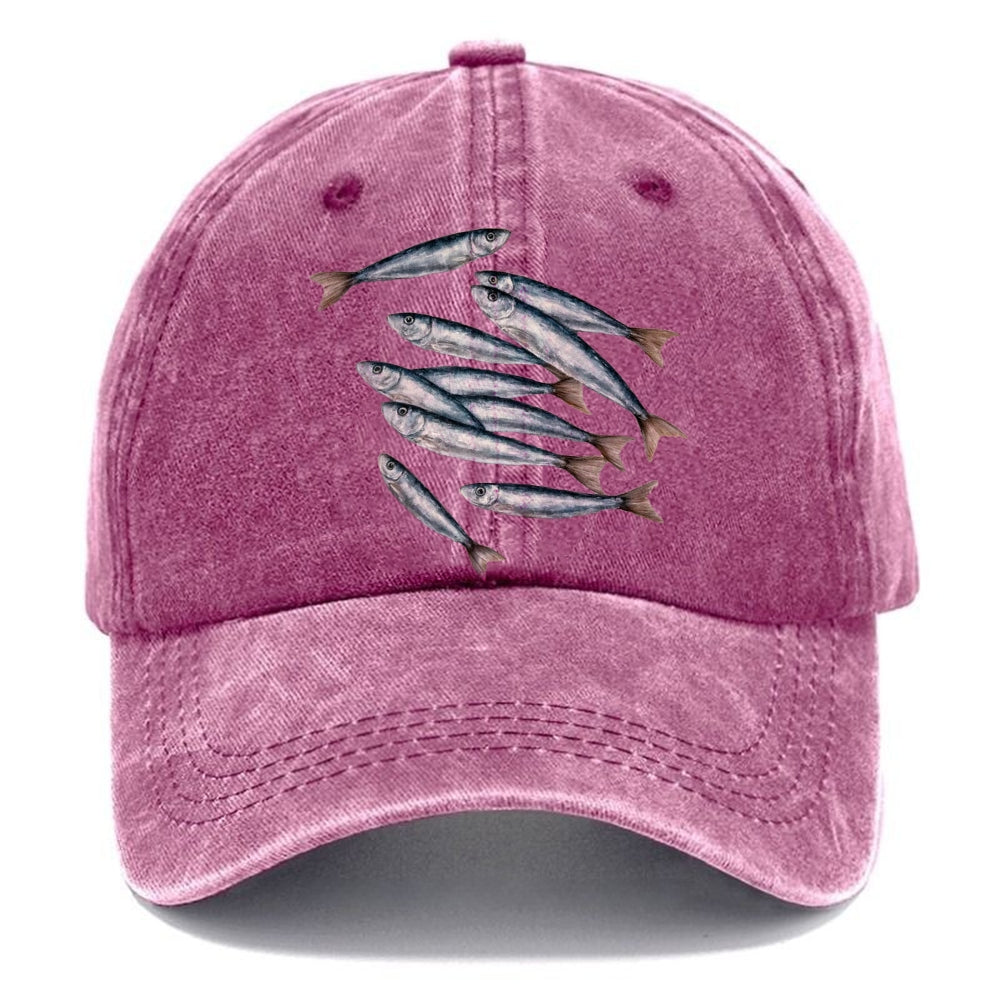 Unisex Vintage Casual Sardines Printed Washed Cap